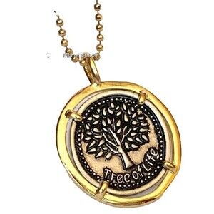 Gold Silver Celtic Tree of Life Necklace 17-19" Pendant Two Tone Serenity Plated